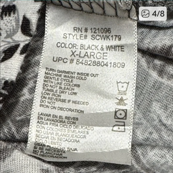 Kiara Black and White 3/4 Sleeve Patterned Women's Top - Picture 7 of 8